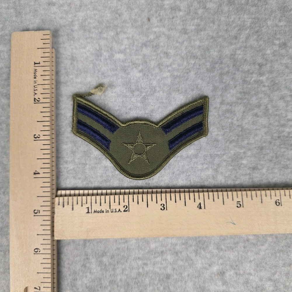 Vintage US Air Force Airman Rank Chevron Patch Olive Drab Blue Insignia Subdued